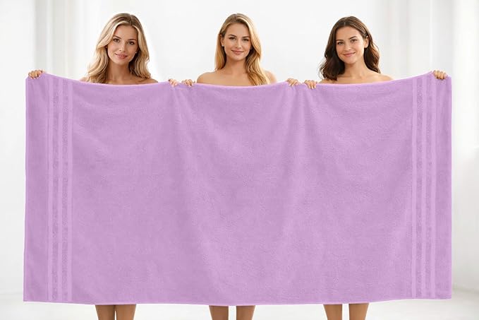 DAN RIVER 2 Pack Luxury Bath Sheets 35x70, 600 GSM, Soft & Quick Dry 100% Ring Spun Cotton Towels Ideal for Hotels, Spas, Gyms & Salons Extra Large, Lavender