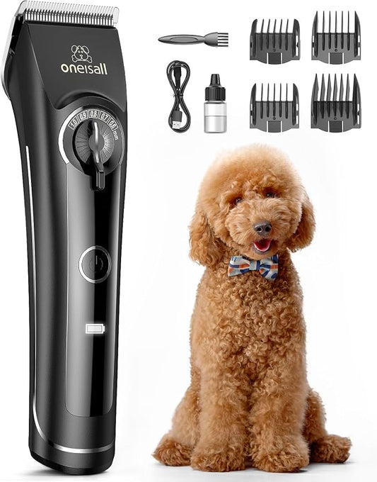 oneisall Dog Clippers for Grooming fit Doodles & Poodles,9050 | Compatible with Wahl's 3379,3332-3339 Metal Guards,3.5 Hours of Battery Life, 6500 Rpm High-Speed Cutting, Removable Blades