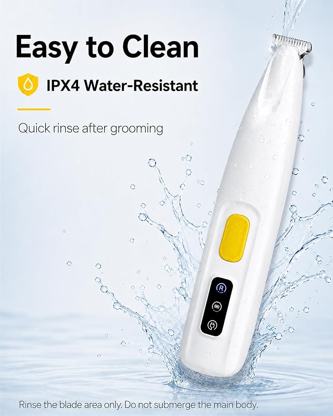 FURBONA Upgraded Dog Paw Trimmer with LED Light, 18 mm Widen Blade, 35 dB Low Noise, LED Display, Fully Waterproof, Rechargeable Clipper for Dogs Cats Trimming Paws, Eyes, Ears, Face, and Rump