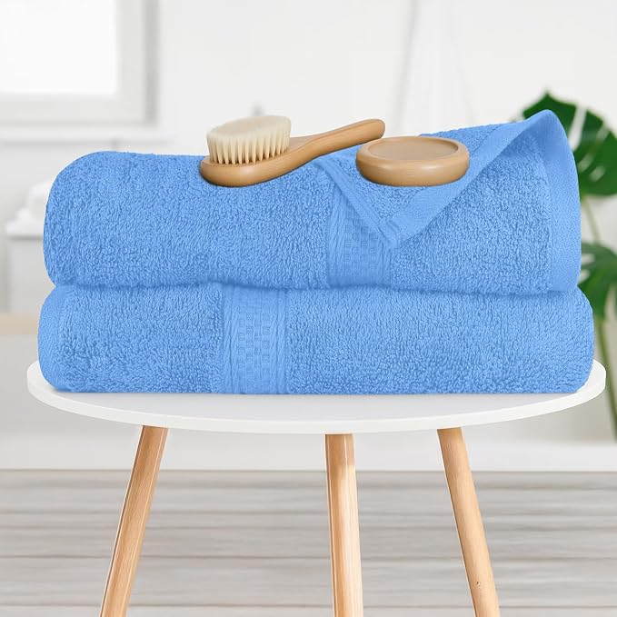 RIVERSIDE 100% Ring Spun Cotton Large Bath Towels Set of 4, 27 x 54 Inches – Quick Dry, Soft & Highly Absorbent Towels for Shower & Bathroom – Luxury 600 GSM Towels for Home, Spa, Gym, Electric Blue