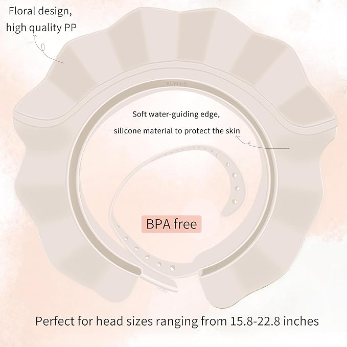 KOMIDK Baby Kids Shower Cap Shampoo Bath Bathing Hat Silicone Adjustable Washing Hair Shower Bathing Protection Shower Cap for Toddler, Baby, Kid, Children (White)