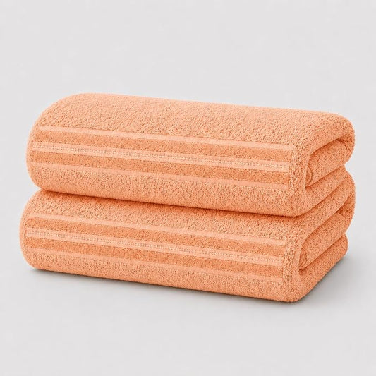 Terry Bath Sheet Set of 2 Peach Bath Towels Set 35x70 Inches, 100 Combed Long Staple Cotton Highly Absorbent Ultra Soft Oversized Large Luxury Hotel & Spa Quality Bathroom Towels Set
