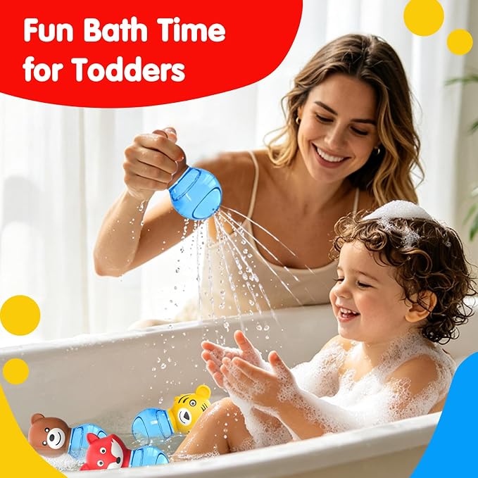 Sensory Bath Toys for Toddlers 1-3: 3PCS Bathtub & Pool Squirt Toys for Kids | Water Table & Tub Floating Toys | Silicone Water Sensory Toys for Boys & Girls Ages 1-6 Years Old