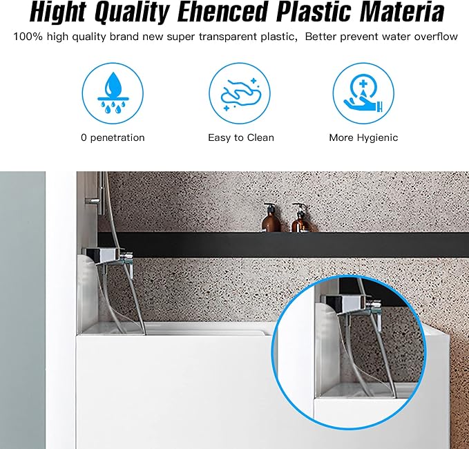 Tiga 2 Pieces Bathtub Shower Splash Guard, Bathroom Bath Tub Splash Guards with 3M Super Viscose, Perfectly Matched to Shower Curtain Weights