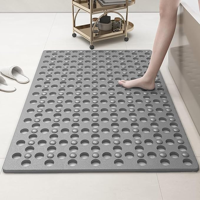 Bath Tub and Shower Mats 27 x 14 Inch Soft Non Slip Bathtub Mat Bathroom Shower Mat with Suction Cups Drain Holes Washable Bathroom Shower Mat