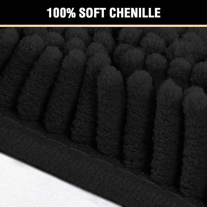 H.VERSAILTEX Bath Mat for Bathroom Non Slip Luxury Chenille Ultra Soft Bath Rugs 24x36 Absorbent Non Skid Shaggy Rugs Washable Dry Fast Plush Area Carpet Mats for Indoor, Bath Room, Tub - Black