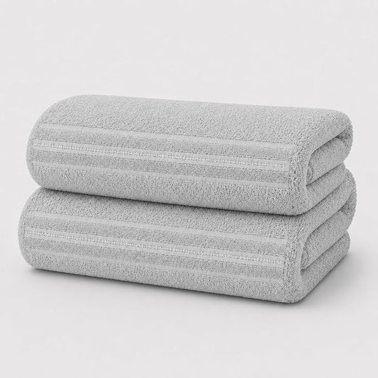 Terry Bath Sheet Set of 2 Light Grey Bath Towels Set 35x70 Inches, 100 Combed Long Staple Cotton Highly Absorbent Ultra Soft Oversized Large Luxury Hotel & Spa Quality Bathroom Towels Set