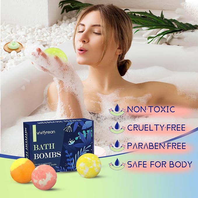 Bath Bombs for Men and Boys, Anniversary Birthday Gift Set, Stress Relief Bath Soak, Muscle Pain Relief, Organic Bath Bombs, with Essential Oils, Epsom Salt and Vitamin C, Non-Toxic, 6 Scents, 12 Pack