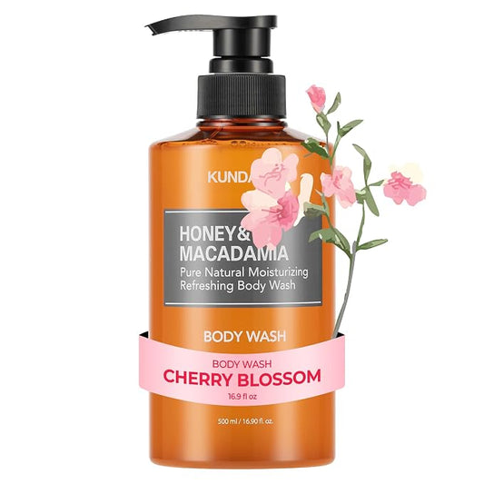 KUNDAL Honey & Macadamia K Beauty Pure Natural Moisturizing Refreshing Body Wash, Cherry Blossom, 16.9 Fl Oz - Calms, Refreshes & Deeply Hydrates Skin, Plant-Based Oils Keep Skin Smooth