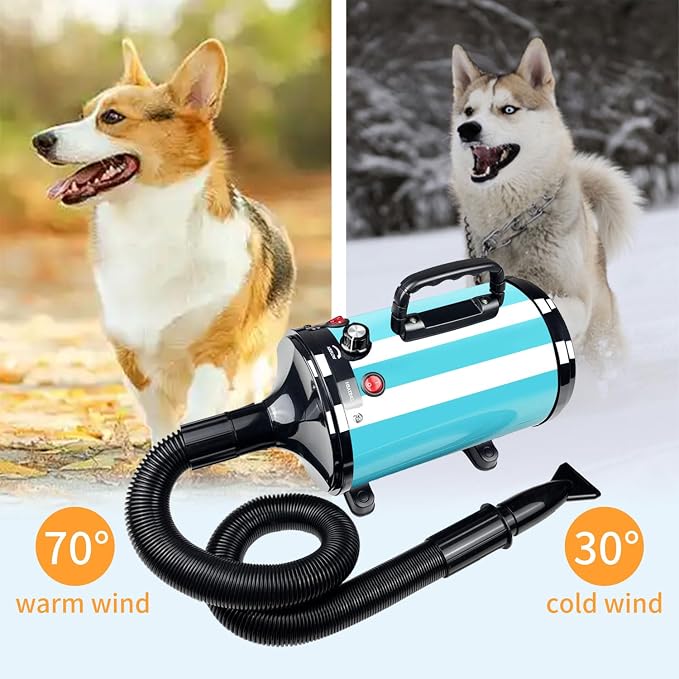 Dog Dryer,High Velocity Professional Dog Grooming Dryer,Adjustable Temperature and Speed with 4 Different Nozzles