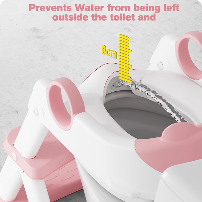 Potty Training Seat, Upgrade Toddler Toilet Seat for Kids Boys Girls, 2 in 1 Potty Training Toilet, Splash Guard Anti-Slip Pad Step Stool