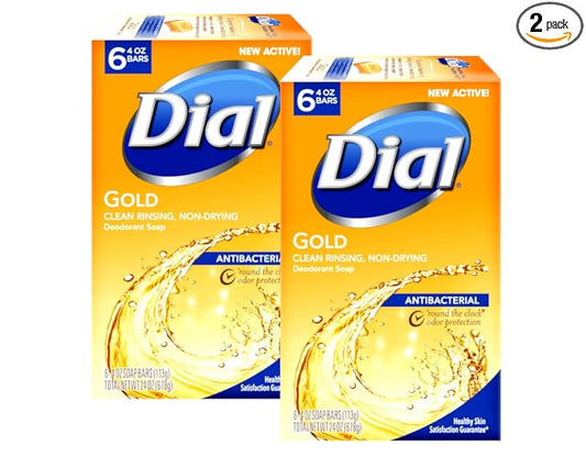 Dial Antibacterial Soap Bar, Gold, 6 Count (Pack of 2)