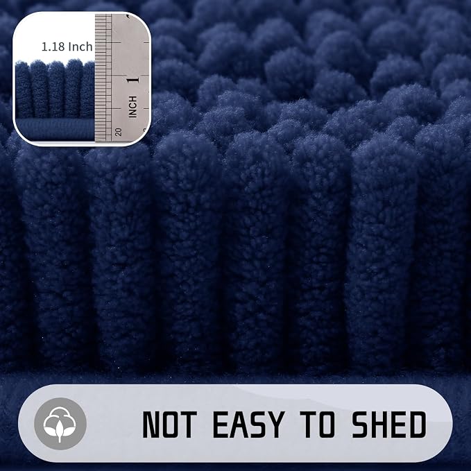 Yimobra Large Bathroom Rugs 36"x24", Non Slip Bath Mat for Tub, Shaggy Rug Floor Carpet, Extra Soft Super Absorbent Quick Dry, Machine Washable,Navy Blue
