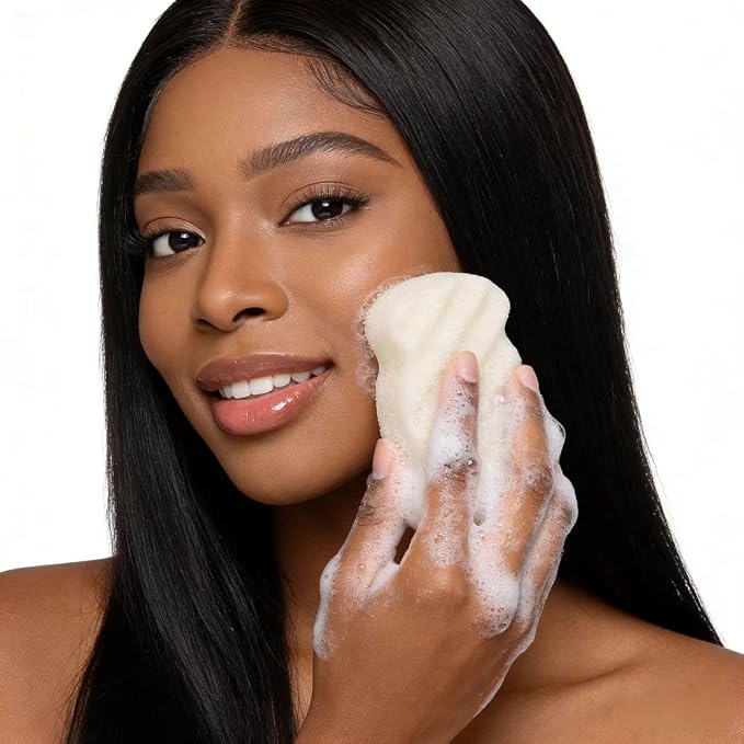 3 Pcs Natural Konjac Facial Sponges for Women and Girls, Gentle Facial Sponge for Cleansing and Makeup Removal, Bath Sponge for Babies and Kids, Soft When Wet, Suitable for Sensitive Skin