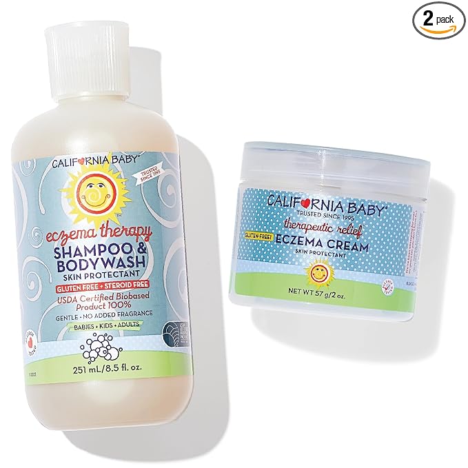 California Baby Eczema Treatment Set | 2oz Eczema Cream + 8.5oz Eczema Body Wash | Colloidal Oatmeal + Aloe Vera | Steroid-Free | Hypoallergenic
