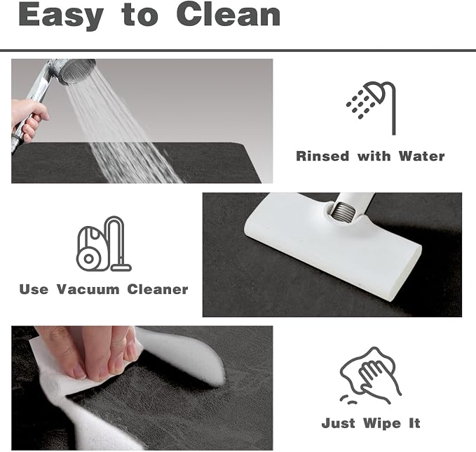 TYUU Black Bath Mat, Bathroom Rugs Non Slip Washable Thin Absorbent Quick Dry Bath Mat Fits Under Door Bathroom Floor Mat Perfect for Bath, Shower, or Sink 24"x70" Black