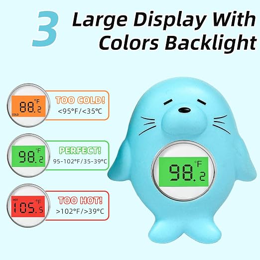 Baby Bath Thermometer, Floating Digital Water Temp Gauge for Infants | Reliable tub temp gauge prevents scalds & skin chill irritation, doubles as 2-in-1 floating bath toy for babies' daily baths