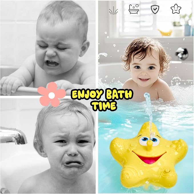 Bath Toys for Toddlers, Starfish Baby Bathtub Play Toys, Floating Fountain Pool Water for Infant Baby Bath Spray Toys with 5 Sensory Textures