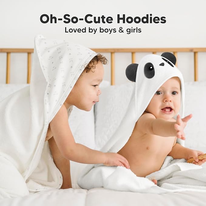 KeaBabies Hooded Baby Towel for Newborn, Baby Bath Towels (Panda, Regular) | Viscose Derived from Bamboo, Large Baby Towels with Hood, Boys, Girls, Toddler, Soft Absorbent Baby Bath Essentials