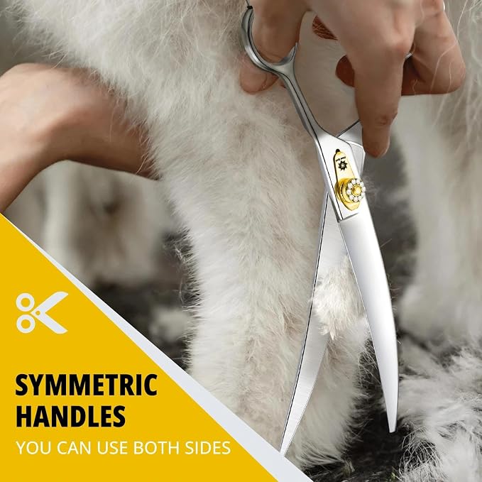 Dream Reach Curved Dog Scissors - 8 Inch Professional Pet Grooming Shears with Adjustable Screw, Curved Shears for Trimming Face and Paws