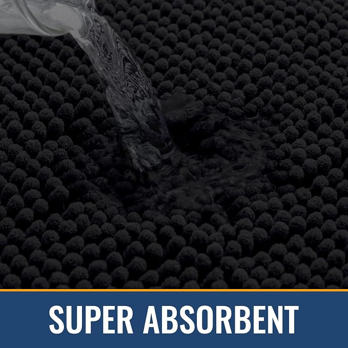 Arotive Bathroom Rugs Round 30x30, Extra Soft Absorbent Shaggy Chenille Bath Rugs, Machine Washable Rubber Backing Bath Mats for Bathroom Floor Tub and Shower, Home Decor Accessories, Black