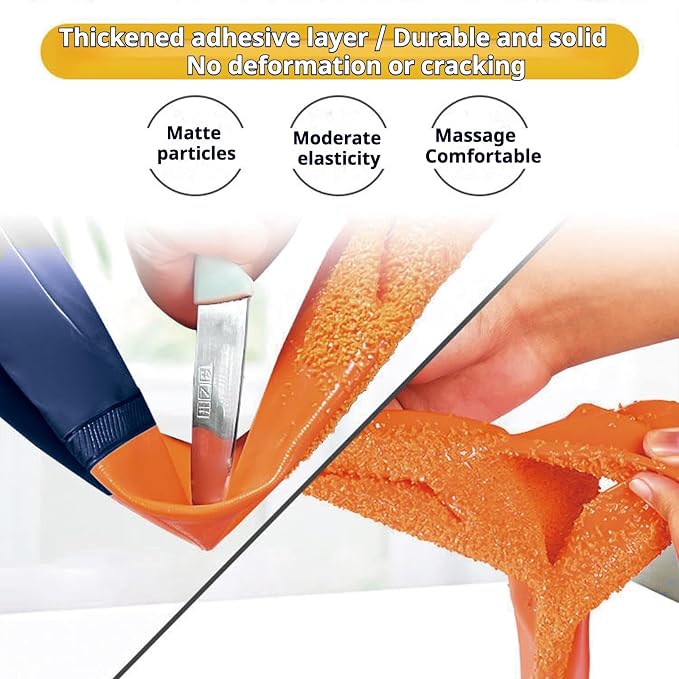 YOFANG Pet Grooming Washing Gloves,27.2" Extra Long Waterproof Rubber Bathing Gloves for Dogs & Cats,Anti-Bite & Anti-Scratch Hair Removal Cat Bath Gloves with 3000+ Massage Particles,Orange/Dark Blue