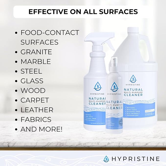 HYPRISTINE Pure Hypochlorous Acid Multi-Purpose – Bleach- and Alcohol-Free Odor Remover, All-Surface Solution for Home, School and Office – Child-, Pet- and Food Contact-Safe