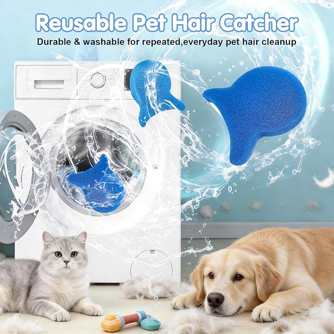 10 Pcs Pet Hair Remover for Laundry,Reusable Dog & Cat Hair Catcher Tool,Effectively Removes Fur,Lint and Dander from Clothing and Bedding,Safe for Washing Machines and Dryers