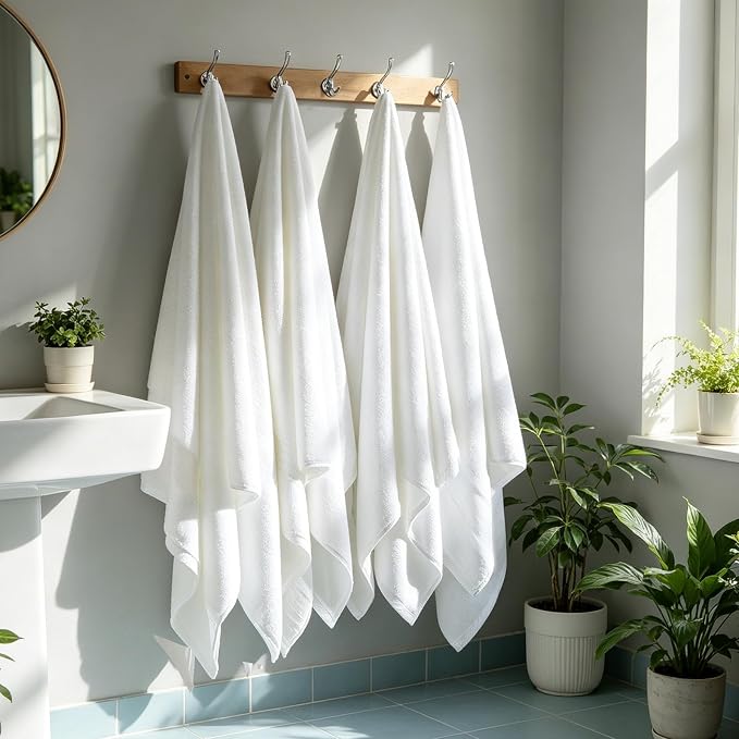 COZYART White Bath Towels for Bathroom 2 Pcs, 27x54 Cotton Bath Towel Sets Super Soft Highly Absorbent Durable 650 GSM Shower Towels for Daily Use