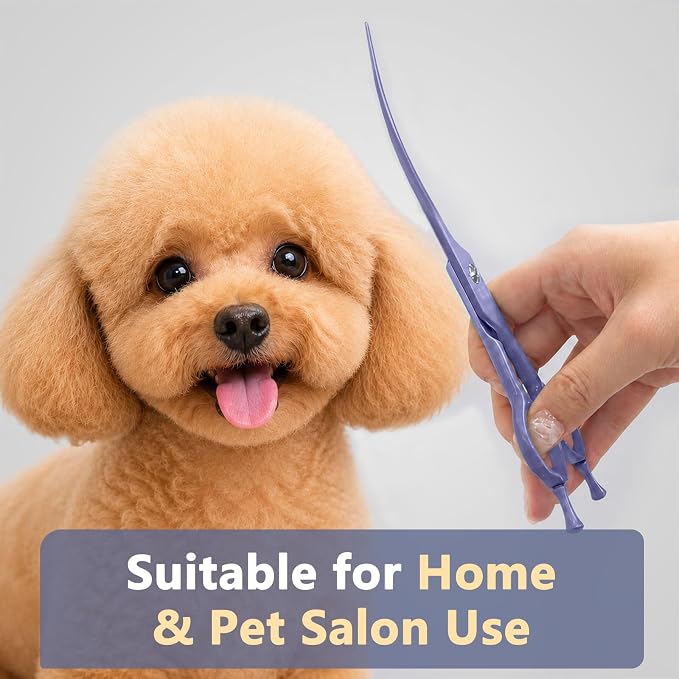 Professional Dog Grooming Scissors: 7" Japanese 440C Steel, Curved Shears with 25-30° Blade for Pet Groomers (Violet)