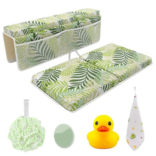 Bath Kneeler & Elbow Kneeling Rest Pad Set for Baby Washing Baths Gift Set | Includes Sponges Duckies Cloths & More! Perfect Set for Bath Time - Baby Shower and Birthday Gifts Necessity & Essentials