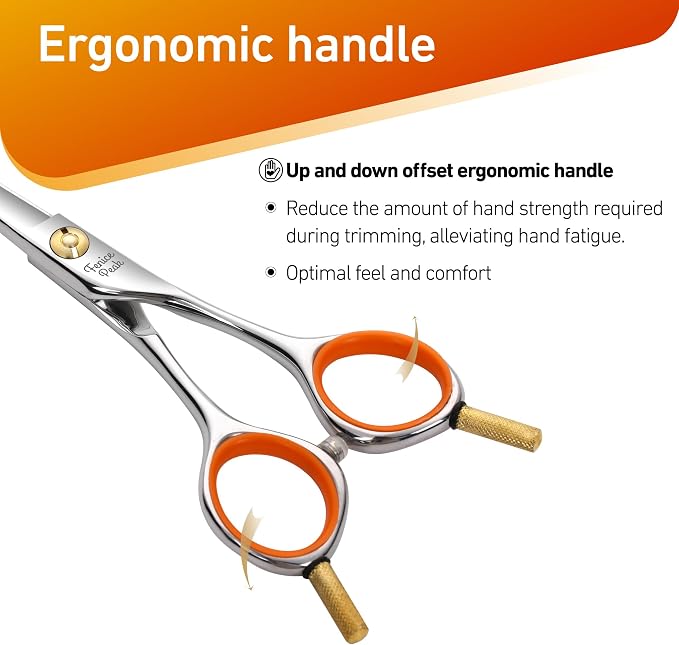 6'' Small Curved Scissors Lightweight Dog and Cat Grooming Scissors with Safety Round Tip JP440C Stainless Steel Sharp Blades for Body Facial Nose Ear and Paw Hair Easy Use