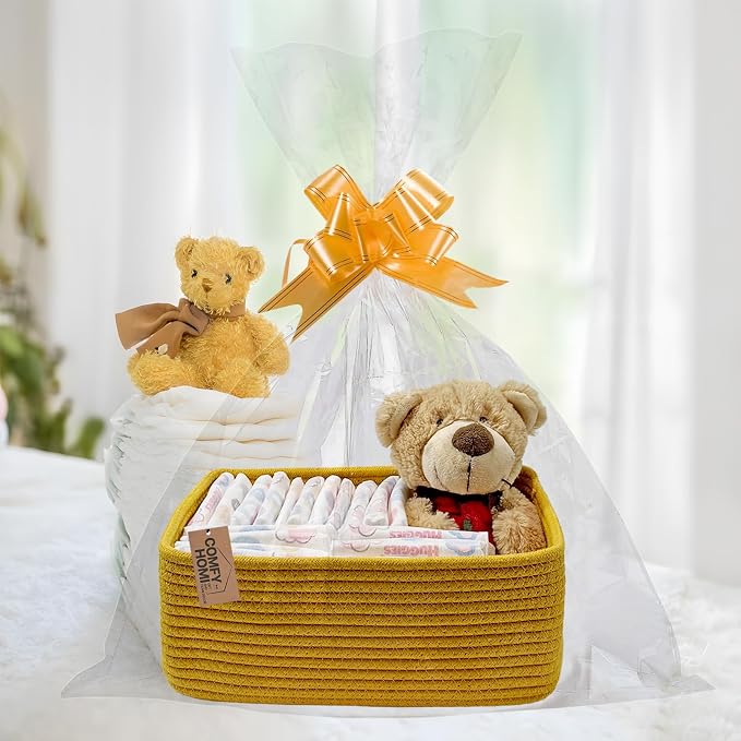 COMFY-HOMI 11.5"x7.5"x4.7" Storage Baskets for Organizing | Cotton Rope Woven Basket | Toy Storage Bin Box | Basket for Shelves, Closet Organizer Bin, Decorative Closet Shelf, 1 Pack