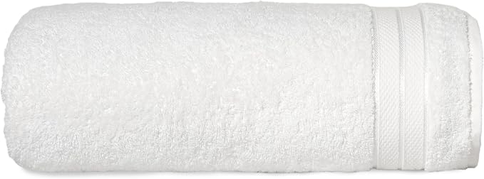 Elegant Comfort Three Line Popcorn Towel Set for Bathroom 35 x 70 inches, Premium Hotel Quality 1-Pack Jumbo Towels, 100% Turkish Cotton, Soft and Durable, Quick Dry and Highly Absorbent, White