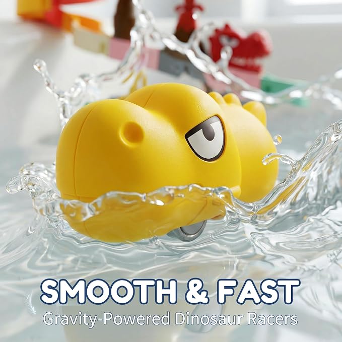 SOCBTNSO Dinosaur Slide Toys, Toddler Bath Toys for Kids Ages 4-8, DIY Building Kit for Ages 5-7, Bathtub Time Birthday Gifts for Toddler 3 + Year Old (36 PCS)