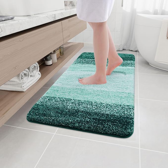 Arotive Microfiber Bathroom Rugs, Shaggy Soft and Absorbent Bath Rug, Thick Plush Machine Washable Dry Bath Mats for Bathroom, Tub and Shower, 40x24, Dark Green, Rectangular