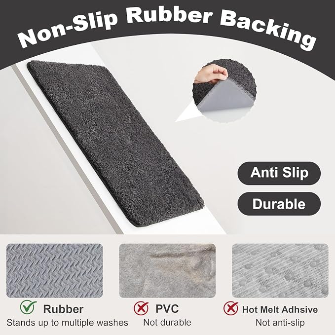 TYUU Bathroom Runner Rug, Ultra Soft Long Bath Mat Super Absorbent Quick Dry Bathroom Runner Rugs 24 x 72 Non Slip Washable, Dark Grey 24" x 72"