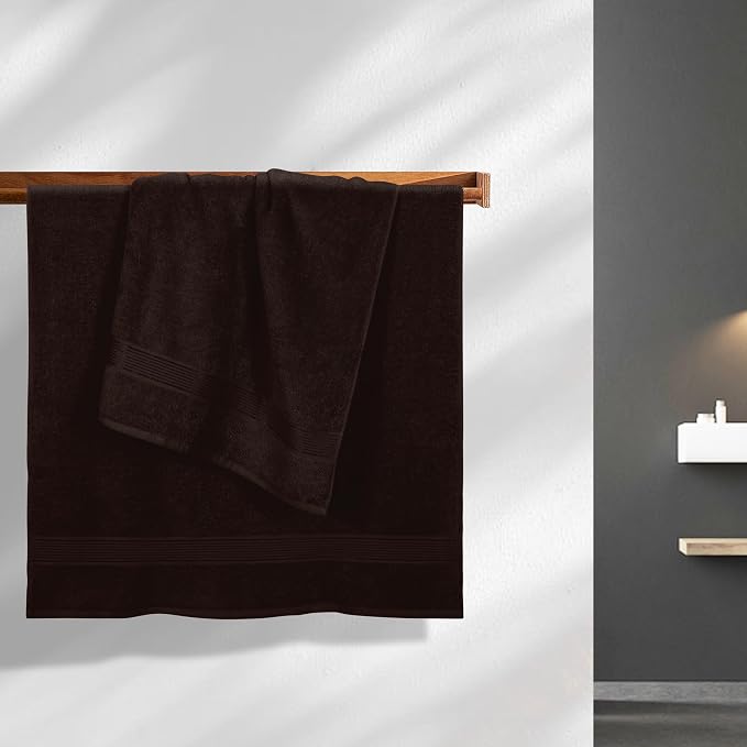 Belizzi Home Cotton 2 Pack Oversized Bath Towel Set 28x55 inches, Large Bath Towels, Ultra Absorbant Compact Quickdry & Lightweight Towel, Ideal for Gym Travel Camp Pool - Brown