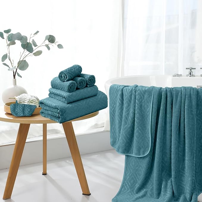Bath Towel Set of 4 Extra Large Bath Sheet 35"x70" Oversized Bath Towel Soft Microfiber Bathroom Towel for Adults Highly Absorbent Quick Dry Towel for Bathroom,Hotel,Shower Bath Sheet Turquoise