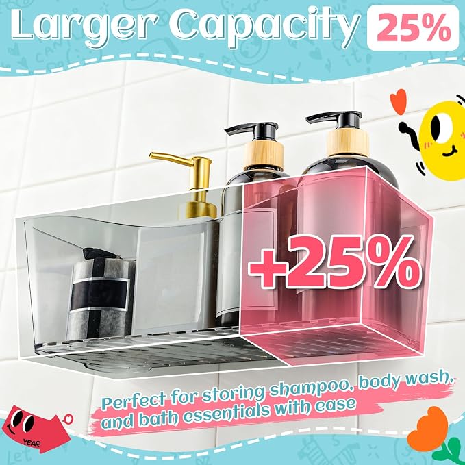 MIUKAA 2 Pack Large Bath Toy Storage Organizer, Clear Bath Toy Holder for Bathtub, Plastic Shower Toy Holder, Fast Drainage, No Drilling Required, Easy to Install