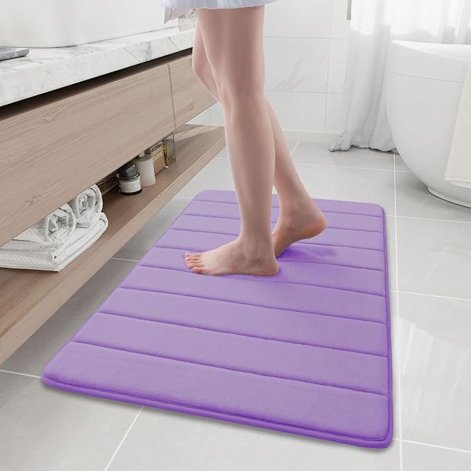 Buganda Memory Foam Bath Mat, 35.4" x 24", Ultra Soft Bathroom Rugs, Water Absorbent and Machine Washable Bath Rug Runner for Bathroom, Shower, and Tub, Lavender