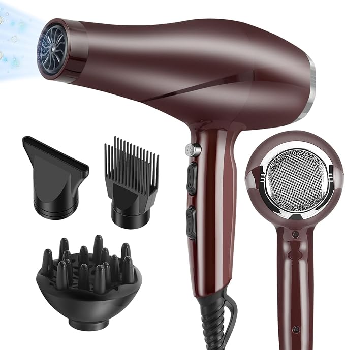 2000 Watt Hair Dryer, ARDIRO Blow Dryer with Diffuser Comb Concentrator for Women Men, Negative Ionic Quiet Hairdryer with Powerful Fast Dryring AC Motor for Curls