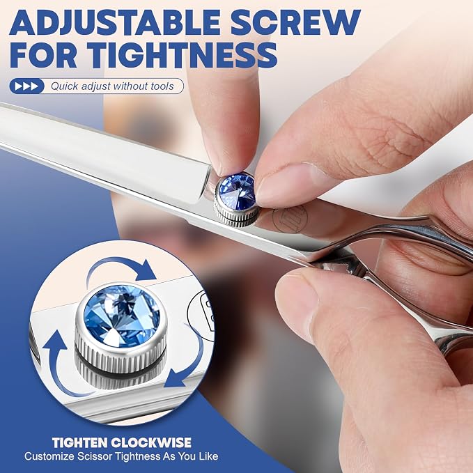Moontay Professional Dog Grooming Straight, Curved, Thinning/Blending/Chunking Scissors Kit, JP-440C Stainless Steel Pet Cat Hair Cutting/Trimming Shears, Silver