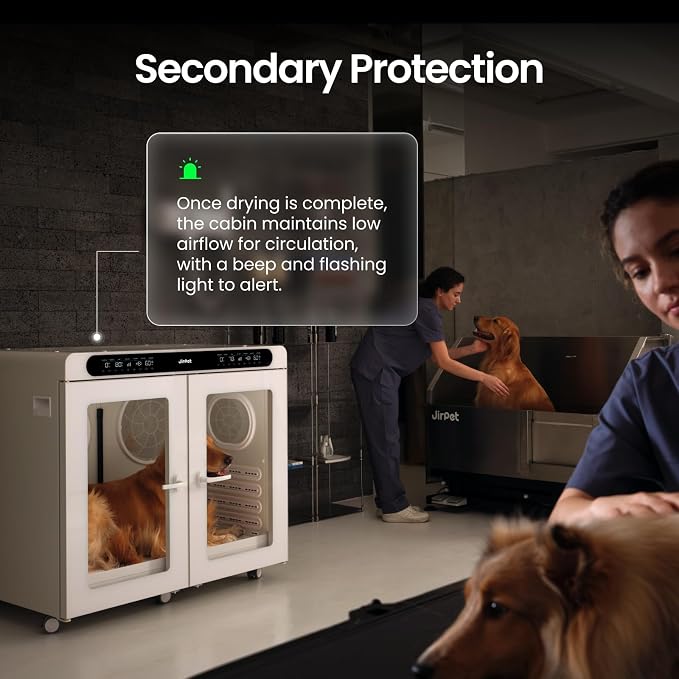 JirPet C Plus Pet Dryer Box, Professional Grooming Pet Dryer Cabin with 2354 CFM High-Speed Airflow for Efficient Dog Drying, 405L Capacity Dog Dryer Box with Dual Safety Features for Pet Salons