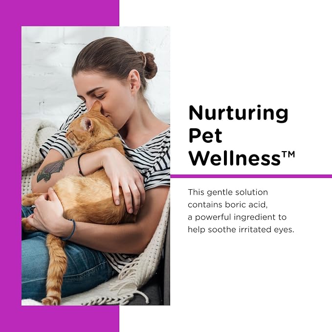 Nutri-Vet Cat Eye Rinse,Sterile Solution Gently Cleanses Eyes &Surrounding Tissue,Removes Debris Pollen and Mucus,Relieves Irritation,Helps Reduce TearStains,Sensitive Ophthalmic Flush,4oz,(Pack of 2)