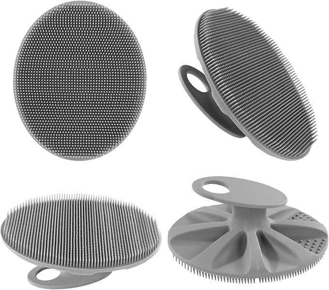 INNERNEED Silicone Body Cleansing Brush Exfoliating Scrubber, Pack of 4 | Gentle Massage, Deep Clean, Hygienic Shower Scrub Brush Soft Bristles for All Skin Types, Easy to Hold