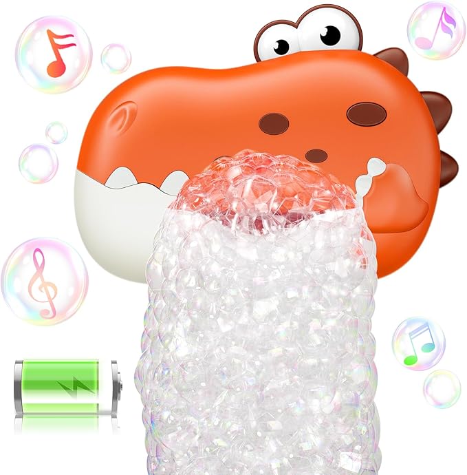 Baby Bath Toys for Kids Ages 1-3 4-8, Rechargeable Dinosaur Bath Bubble Machine with Music for Toddlers, Baby Bathtub Toys, Easter Basket Stuffers, Bath Bubble Maker for Toddlers Kids Boys Girls