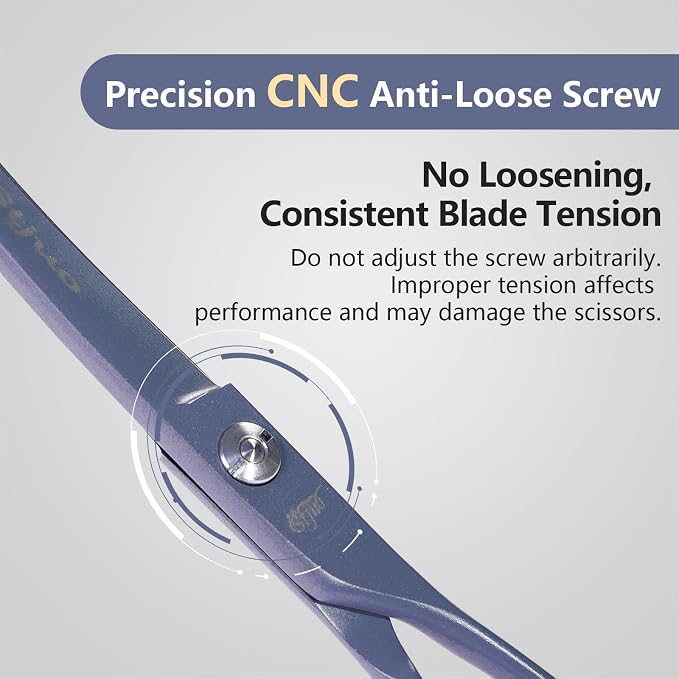 Professional Dog Grooming Scissors: 7" Japanese 440C Steel, Curved Shears with 25-30° Blade for Pet Groomers (Violet)