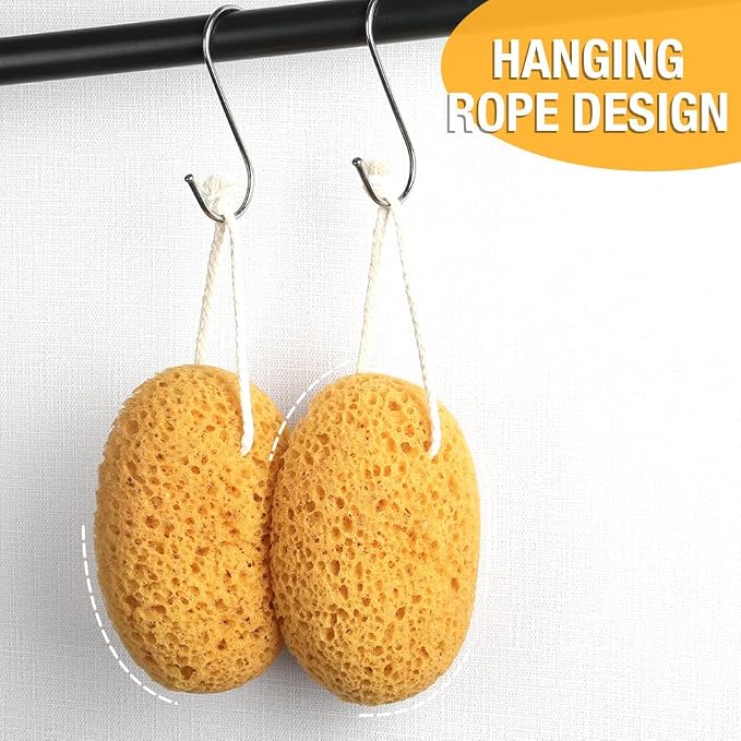 Flintronic 2PCS Bath Sponge, Large Shower Sponge for Women Men, Exfoliating Body Sponges with Dense Foam for Gentle & Deep Cleansing, for Sensitive Dry Skin