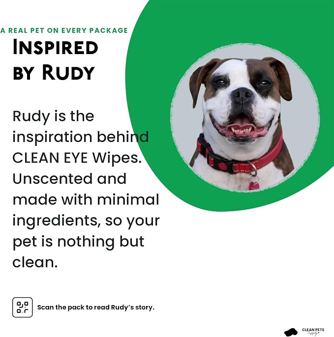 Clean Pets Eye Wipes for Dogs Cats, Tear Stain Remover 120ct | Gentle eye wipes for cats & dogs. Just clean.